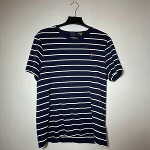 Polo Ralph Lauren Navy & White Striped Custom Slim Fit Tee – Size L